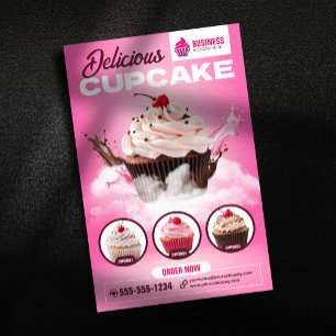 Flyer Loja de Padaria de Cupcake Moderno Bolo de Sobreme