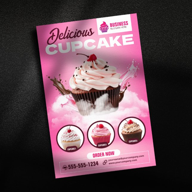 Flyer Loja de Padaria de Cupcake Moderno Bolo de Sobreme (Criador carregado)