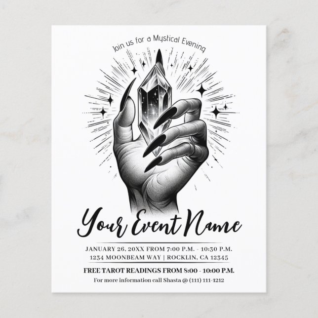 Flyer Longas Unhas Pretas Energia de Cristal Magia Vinta (Frente)