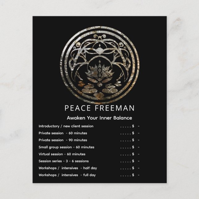 Flyer Lotus Quietude | Design Mandala Prata (Frente)