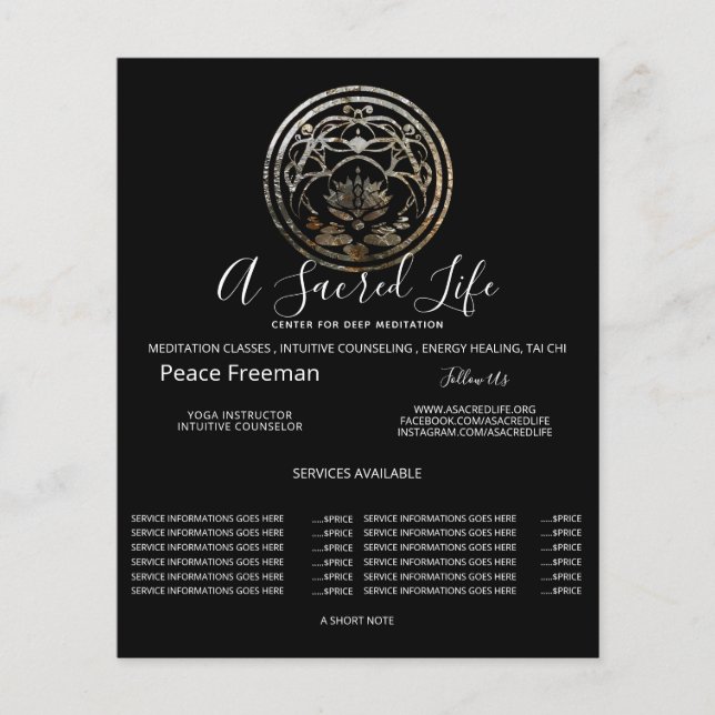 Flyer Lotus Quietude | Design Mandala Prata (Frente)