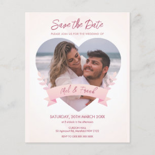 Flyer Love Heart Photo Save the Date Invitation