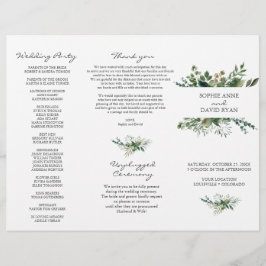 Flyer Lush Greenery Frame Tri+Fold Weding Program