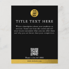 Flyer Luxo Black Business Logotipo Dourado Marketing QR