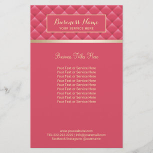 Flyer Luxo Rosa Quilado Beleza Dourada Moderna Salão Spa