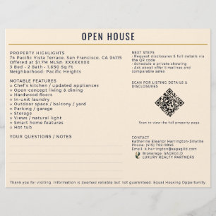 Flyer Luxo Sinal de Entrada em Casa Aberta Navy/Cream em