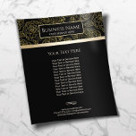 Flyer Luxury Preto e Dourado Padrão Floral Salão e Spa<br><div class="desc">Folhetos de Luxo Negro e Dourado Padrão Floral Salão e Spa.</div>