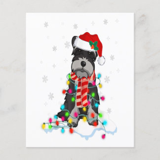 Flyer Luzes De Natal Bonitas De Schnauzer Com Papai Noel