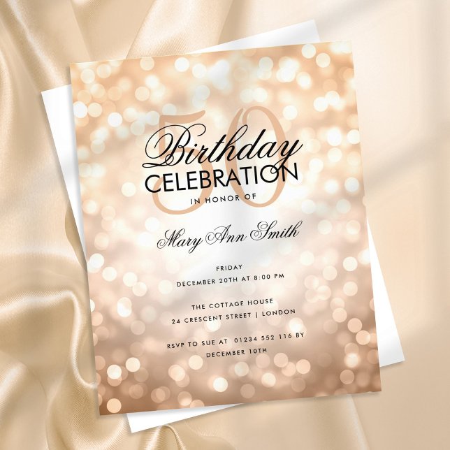 Flyer Luzes Sparkle de cobre de Festa de aniversário de  (Criador carregado)