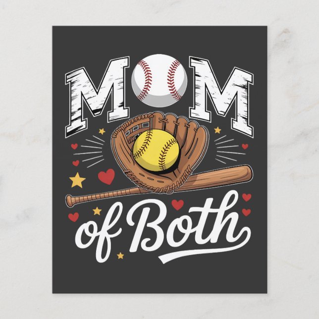 Flyer Mãe de Ambos Dia de Jogo de Beisebol Softbol  (Frente)