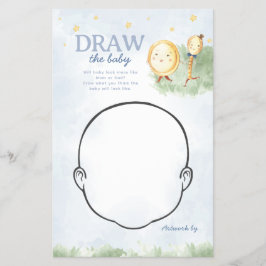 Flyer Mãe ganha Desenhar jogo de Chá de fraldas