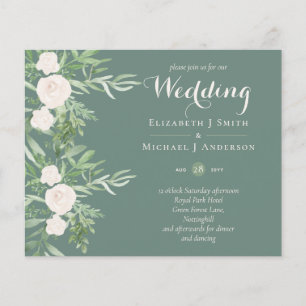 Flyer Magnolia Sage Green Floral Convites de casamento B