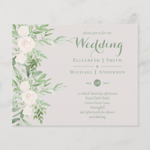 Flyer Magnolia Sage Green Floral Convites de casamento B