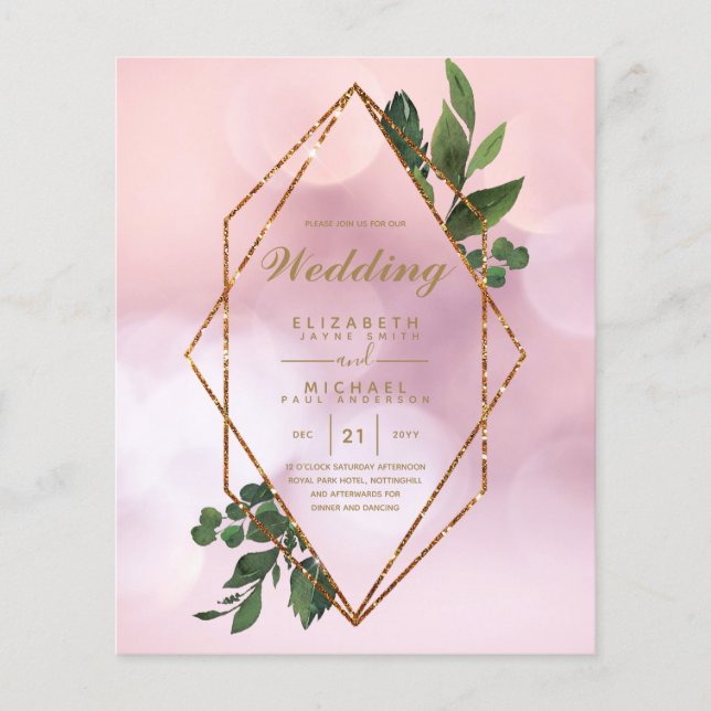 Flyer MAIS BAIXO ORÇAMENTO Convites para Casamento Verde (Frente)