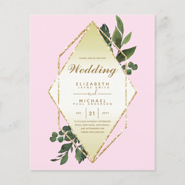 Flyer MAIS BAIXO ORÇAMENTO Convites para Casamento Verde (Frente)