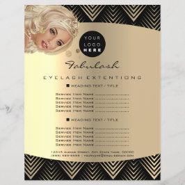Flyer Makeup Artist Beaust Dourado Logotipo Preto Preços