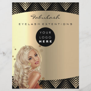 Flyer Makeup Artist Beaust Dourado Logotipo Preto Preços