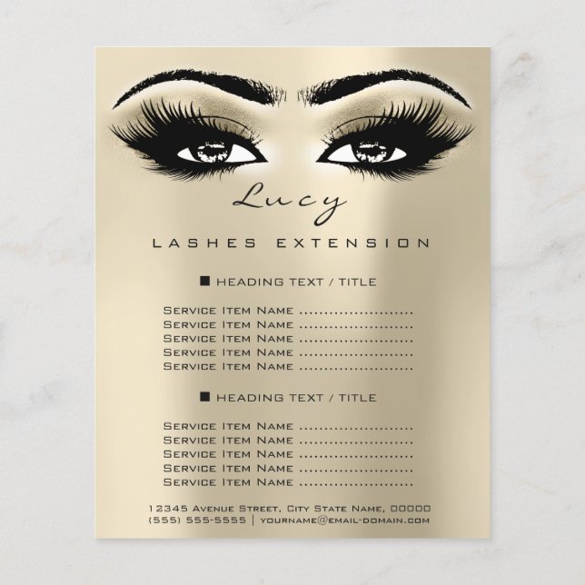 Flyer Makeup Artist Beauty Lash Glitter Price List Eyes (Verso)