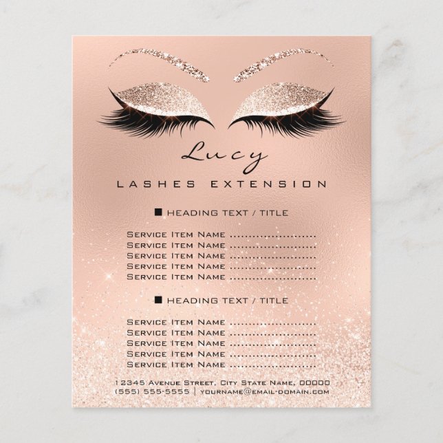 Flyer Makeup Artist Beauty Lash Glitter Price List Skinn (Frente)