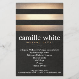 Flyer Makeup Artist Dourado Stripes Na moda Salon