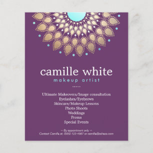 Flyer Makeup Artist Elegante Dourado Motif Purple