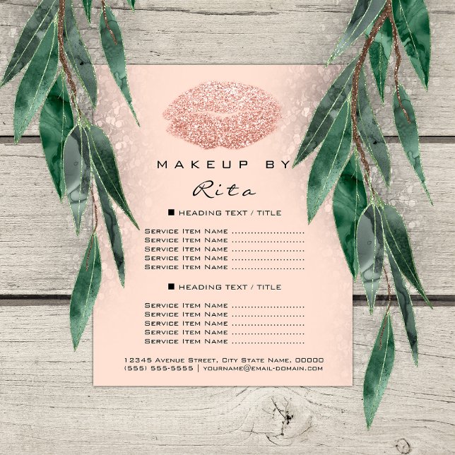 Flyer Makeup Artist Glitter Dourado Confetti Price List  (Makeup Artist Glitter Gold Confetti Price List VIP Flyer)