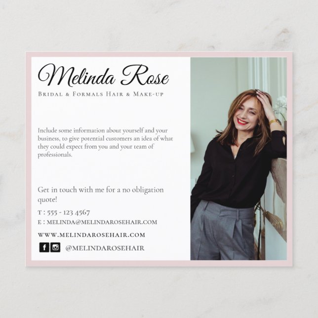 Flyer Makeup Artist Hairstylist Professional Pink Floral (Verso)