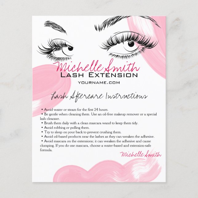 Flyer Makeup Artist Lashes Broca Instruções de Cuidados  (Frente)