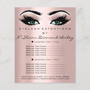 Flyer Makeup Artista Beauty Salon Lash Rosa Olhos Verdes