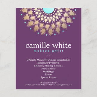 Flyer Makeup Artista Elegante Ornamentado Dourado Motif