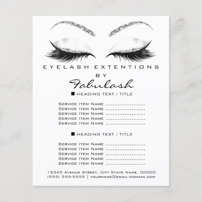 Flyer Makeup Beaut Glitter Silver White Lashes (Frente)