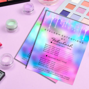 Flyer Makeup Beauty Salon Glitter Holograph Rosa Unicorn
