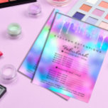 Flyer Makeup Beauty Salon Glitter Holograph Rosa Unicorn<br><div class="desc">No vibrante mundo da beleza e do glamour, onde cada detalhe é uma canvas de expressão da individualidade e da criatividade, surge um design que está preparado não só para capturar a imaginação, mas para despertar alegria e capricho em cada pessoa. Imaginem isto: um panfleto que não é apenas uma...</div>