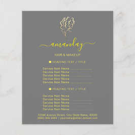 Flyer Makeup Beauty Salon Hairdresser Logo Cinza Dourada
