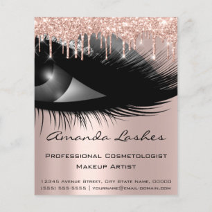 Flyer Makeup Beauty Salon Pink Glitter Drives Cinza