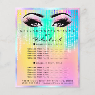 Flyer Makeup Beauty Salon Rosa Glitter Hológrafo Unicó