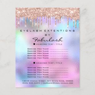 Flyer Makeup Beauty Salon Rosa Glitter Holograph