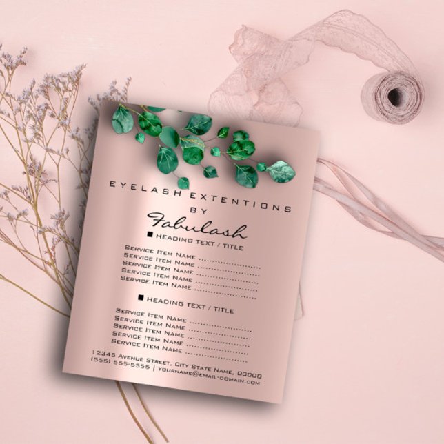 Flyer Makeup Beauty Salon Rosa Woodland Eucalyptus (Criador carregado)