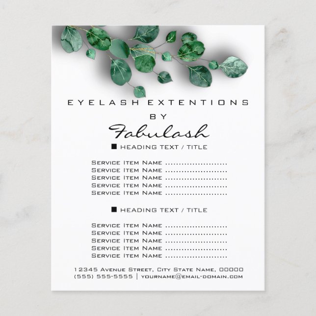 Flyer Makeup Beauty Salon Woodland Eucalyptus Organic (Frente)