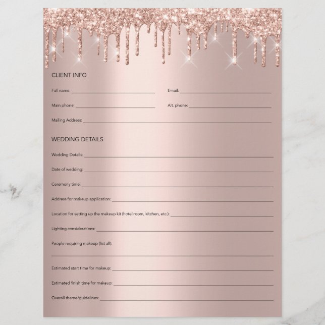 Flyer Makeup Bridal Advisory Form Rosa Drives Glitter (Verso)