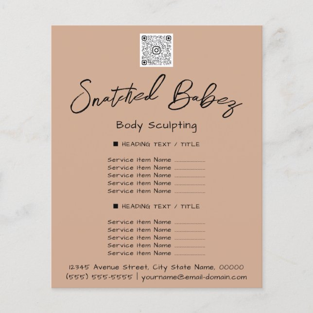 Flyer Makeup Lashes Beauty Hair Salon QR LOGO Blush (Frente)