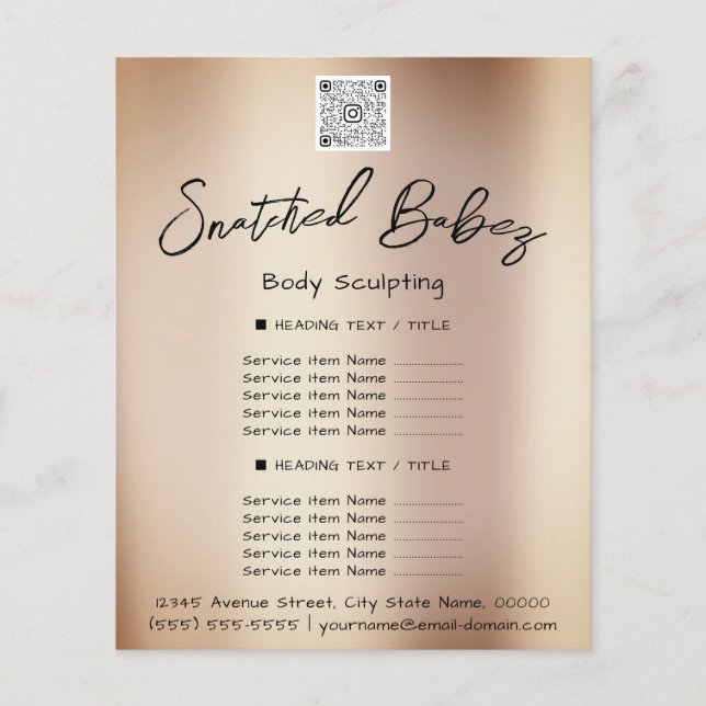 Flyer Makeup Lashes Beauty Hair Salon QR LOGO Moderno (Frente)