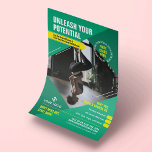 Flyer Malhação Yoga Classes Trendy Marketing Photo Gym<br><div class="desc">Promova suas aulas de ginástica ou estúdio de yoga com este design de Trendy Flyer. Apresentando um design moderno e amarelo com espaço para uma foto, seu logotipo, linha de etiqueta ou cabeçalho, texto personalizado e uma oferta de promocional. Você pode editar todo o texto e cores para criar folhetos...</div>