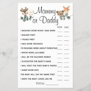 Flyer Mamãe Woodland ou Pai Ele disse que ela disse cart