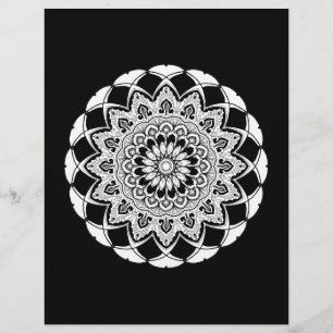 Flyer Mandala adulta preto e branco da coloração
