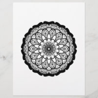 Mandala adulta preto e branco da coloração