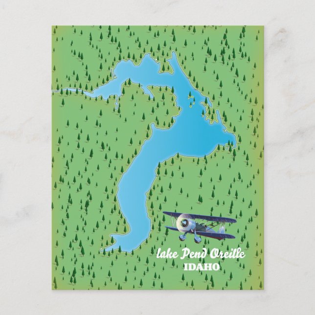 Flyer Mapa do Lago Pend Oreille Idaho (Frente)