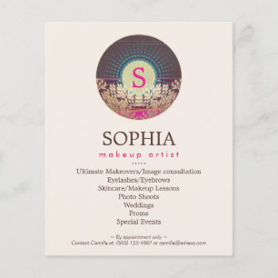 Flyer Maquiador e Cabelereiro com Monograma Ornamentado