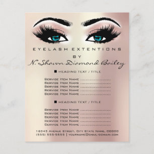 Flyer Maquiagem Artista Beleza Salon Lashes Rosa Azul Ol