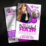 Flyer Maquiagem de beleza salônica com cabelos vibrantes<br><div class="desc">Alinhe o seu marketing de salão com este incrível conjunto de flyer de dois lados! Apresentando um design roxo moderno,  é perfeito para mostrar suas extensões de cabelo,  destreza,  conhecimento elegante e muito mais. Personalize-o com facilidade e atraia novos clientes!</div>